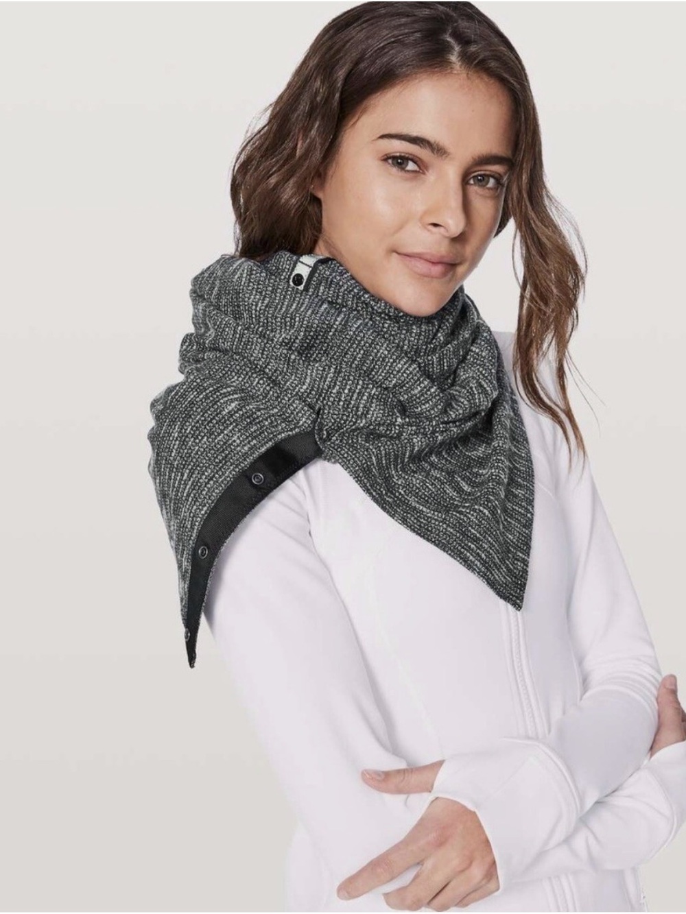 lululemon Vinyasa Heathered Gray Infinity Snap Scarf